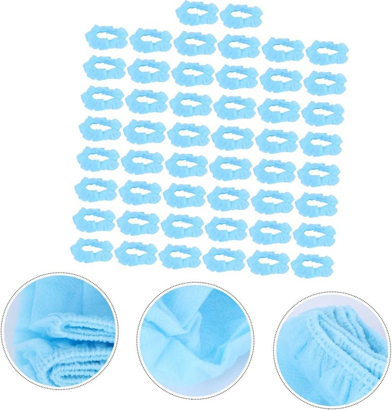 قماش أزرق غير منسوج وسادة مقعد مرحاض سميكة غطاء وسادة مستدير ناعم بساط حمام 50 قطعة - Image 4